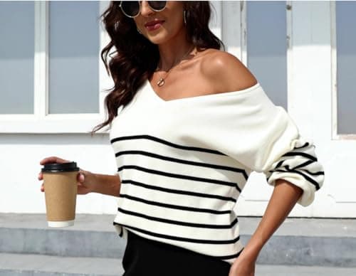 ETCYY New Women's Sweater Lounge Set Casual V-Neck Long Sleeve Top Wide Leg Pants