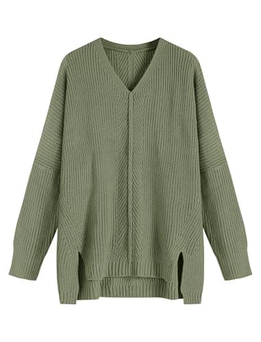 ZAFUL Women's Oversized V-Neck Long Sleeve Knit Sweater Trends Fall 2024