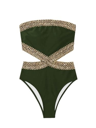 Milumia Women's Cut Out Strapless One Piece Swimsuit