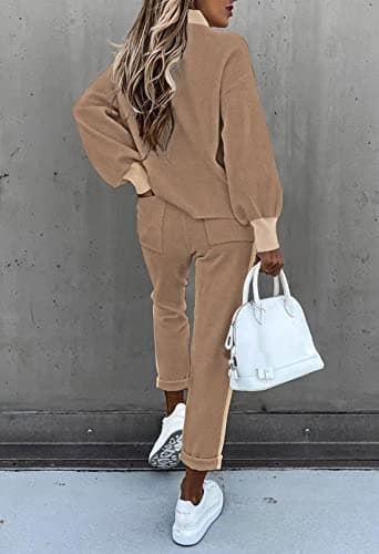 LaSuiveur Women's Two-Piece Knit Sweater & Long Pants Lounge Set