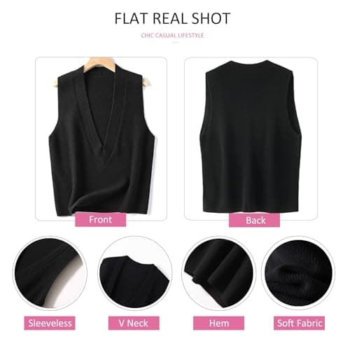 Wowcarbazole Women's V-Neck Sleeveless Knitwear Trendy Fall 2024