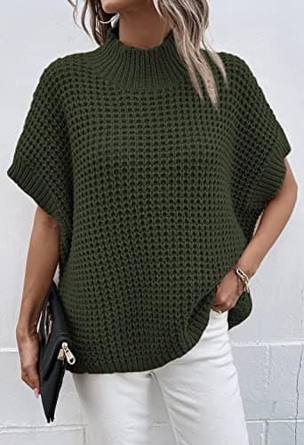 Viottiset Women's Oversized Short Batwing Sleeveless Knit Sweater Vest