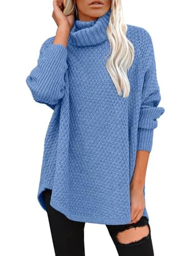DOROSE Women's Oversized Turtleneck Long Sleeve Knit Tunic Sweater