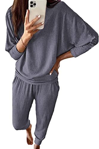 PRETTYGARDEN Women's Spring Fall Fashion 2Piece Sweatpants Long Sleeve Pullover Lounge Set