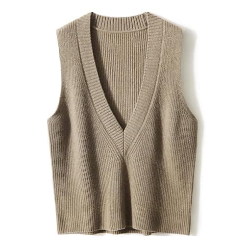 Wowcarbazole Women's V-Neck Sleeveless Knitwear Trendy Fall 2024