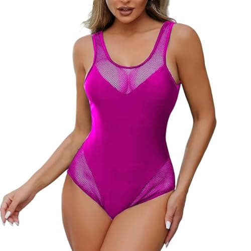 High Waisted Tummy Control Fishnet Swimsuit for Women Summer 2025