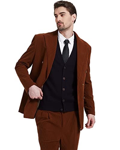 Kallspin Men's Wool Blend V-Neck Sleeveless Cardigan Vest