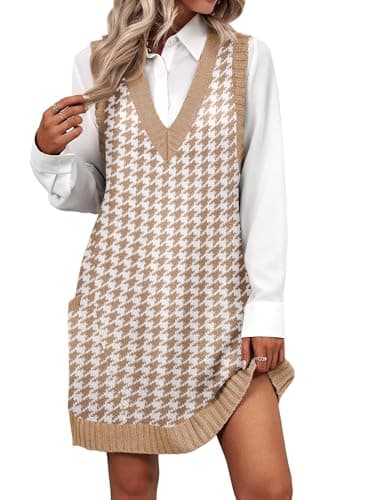 Zeagoo Women's V-Neck Knitted Sweater Dress with Pockets