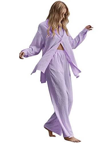 Floerns Women's Longline Blouse & Wide Leg Pants Outfit Set