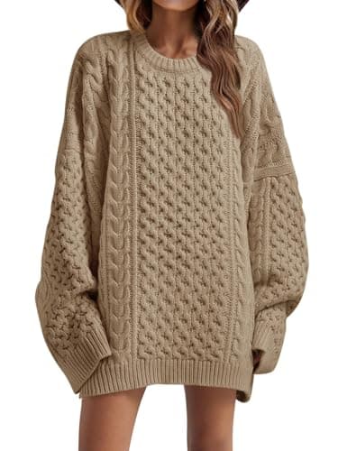 Saodimallsu Women's Oversized Chunky Cable Knit Long Sleeve Tunic Tops