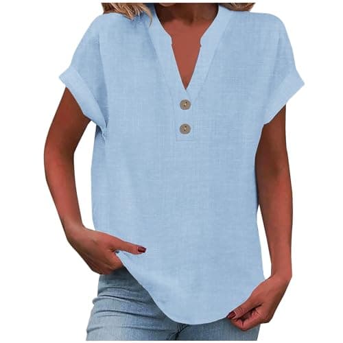 Lightweight Linen Shirts for Women Summer Casual Tops
