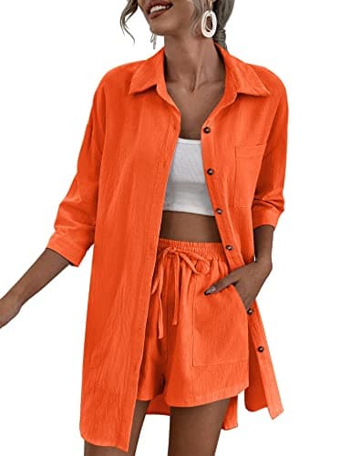 Zeagoo Women's Lounge Outfit Set: High-Low Shirt & Drawstring Shorts