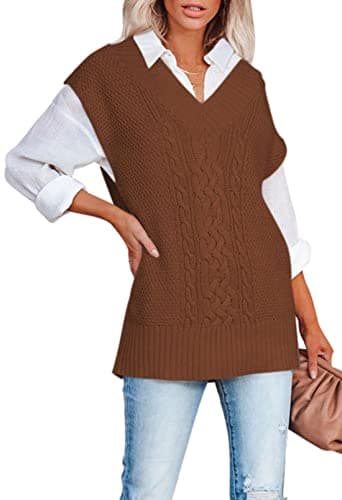 Viottiset Women's Oversized V-Neck Knit Sweater Vest