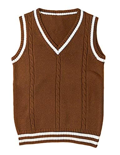 Gihuo Women's V-Neck Knitted School Uniform Tops