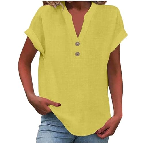 Lightweight Linen Shirts for Women Summer Casual Tops