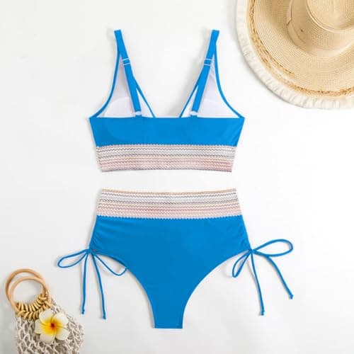YNCSZEC Tummy Control High Waisted V-Neck Women's Two-Piece Bikini Set