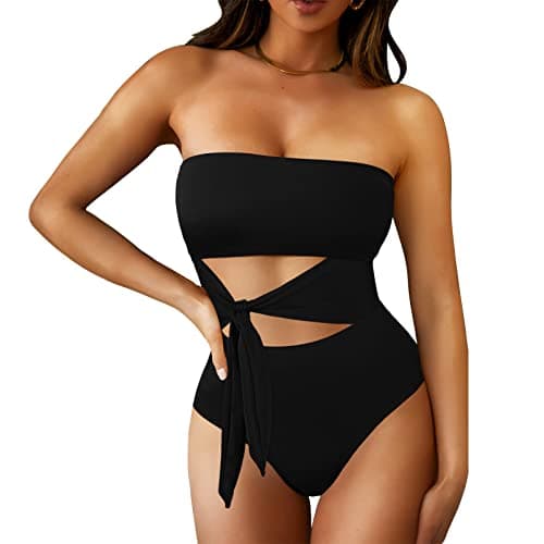 Viottiset Women's Strapless High Cut One-Piece Swimsuit