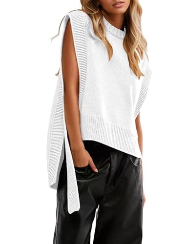 ICOBID Women's High-Low Hem Tie-Up Knitted Sweater Vest Top