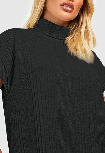 Women's Oversized Turtleneck Sweater Vest Dress