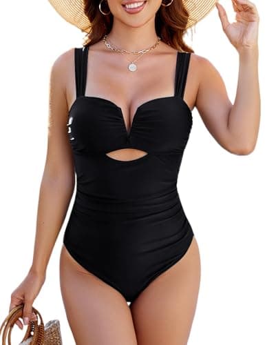 VIMPUNEC Women's High-Waisted Tummy Control One-Piece Swimsuit