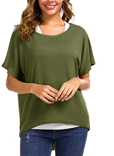 UGET Women's Oversized Batwing Sleeve Pullover Casual Top
