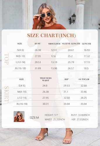 Pink Queen Women's 2-Piece Long Sleeve Crop Top & Ribbed Midi Skirt Knit Dress Set