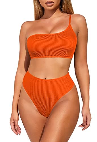 Women's Ribbed One Shoulder Bikini Set