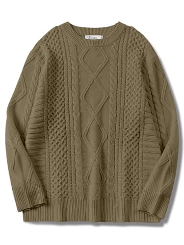 ANRABESS Women's Oversized Crewneck Long Sleeve Cable Knit Pullover Tops 2024 Fall