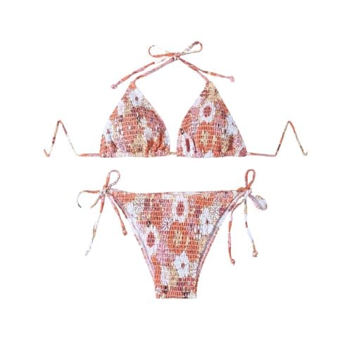 Plus Size Women's Sparkle Tie-Thong High-Waisted Swimwear