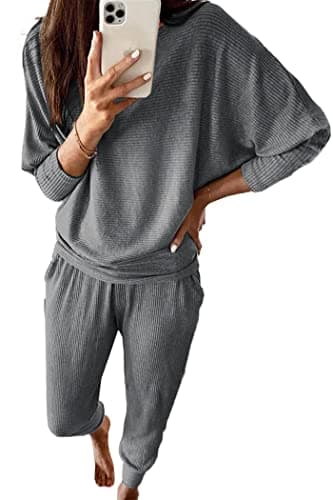 PRETTYGARDEN Women's Spring Fall Fashion 2Piece Sweatpants Long Sleeve Pullover Lounge Set