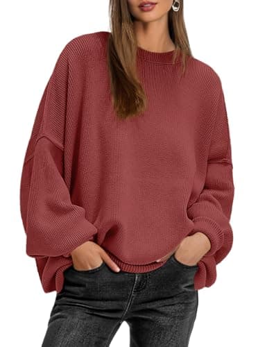 Lepunuo Women's Oversized Batwing Long-Sleeve Knit Sweater