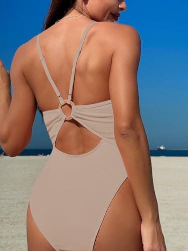 Swimall Women's Tummy-Control One Piece Swimsuit with O-Ring
