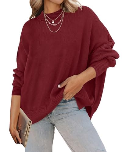 ZESICA Women's Casual Oversized Long Sleeve Ribbed Knit Pullover Sweater Tops