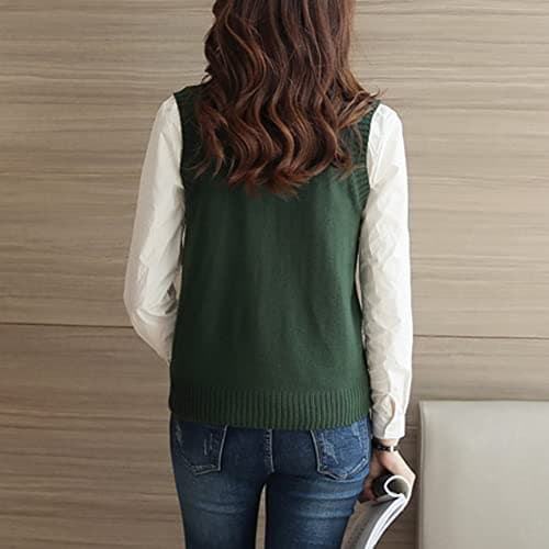 Jinghuiyue Women's Solid Color V-Neck Knit Vest