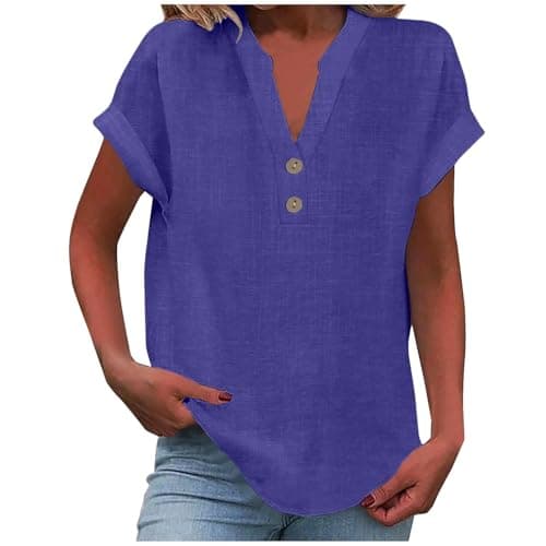 Lightweight Linen Shirts for Women Summer Casual Tops