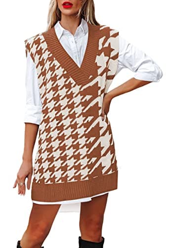 Viottiset Women's Oversized V-Neck Knit Sweater Vest