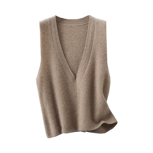 Jinghuiyue Women's Deep V Neck Knit Sweater Vest