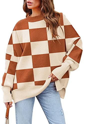 Women's 2023 Fall Oversized Sweater with Batwing Sleeves Ribbed Knit Tops