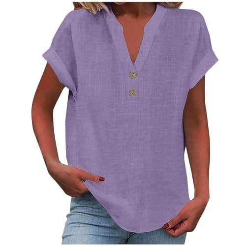 Lightweight Linen Shirts for Women Summer Casual Tops