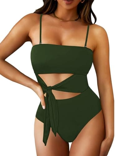 Pink Queen Women's Cutout High Waist Bandeau Monokini Swimsuit