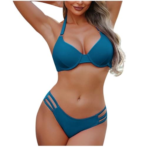 Cethrio Women's Cute Halter Tummy Control Bikini Swimsuit
