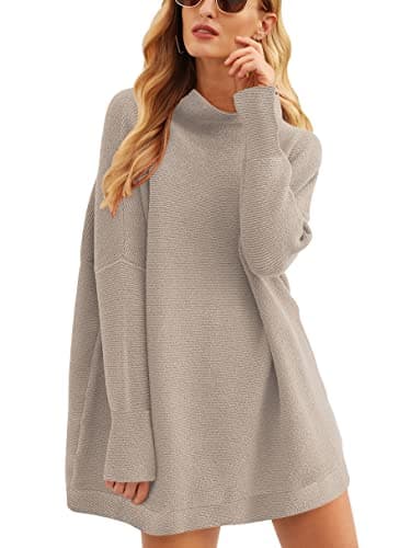 ANRABESS Women's Oversized Casual Long Sleeve Turtleneck Knit Tunic Sweaters 2024 Fall