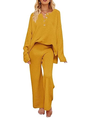 MEROKEETY Women's Long Sleeve Knit Sweater & Pants Set
