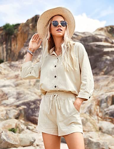 Zeagoo Women's Lounge Outfit Set: High-Low Shirt & Drawstring Shorts