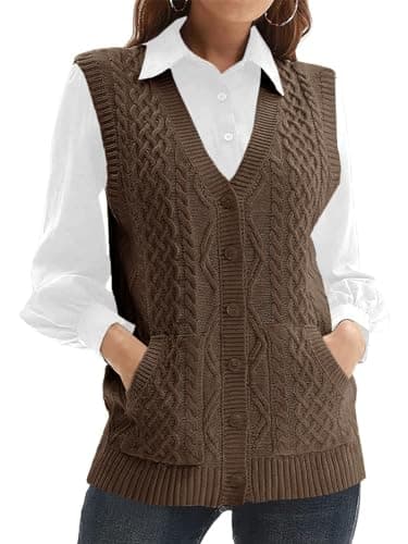 NIUBIA Women's V-Neck Knit Sleeveless Cardigan Sweater with Pocket