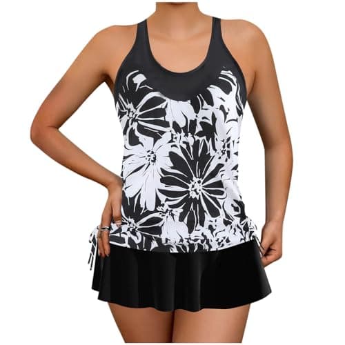 Cethrio Plus Size Striped Tankini Swimsuit