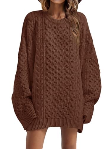 Saodimallsu Women's Oversized Chunky Cable Knit Long Sleeve Tunic Tops