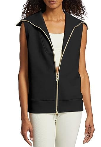 Ribbed Sleeveless Zip Up Sweater Vest for Women