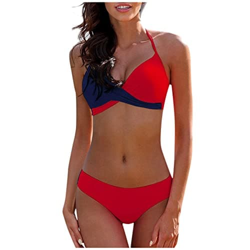 Maidsgop Women's High Waist Tankini Swimsuit Printed Bikini Set Comfortable Padded Bras