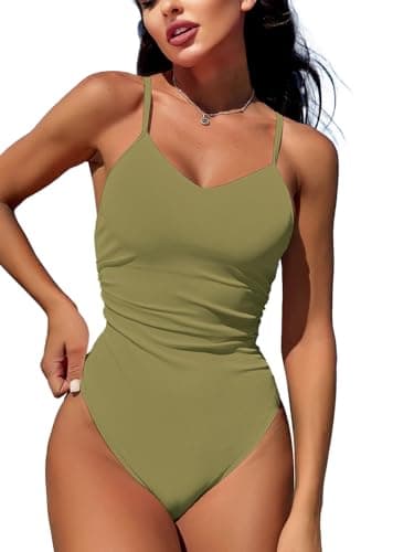Swimall Women's Tummy-Control One Piece Swimsuit with O-Ring